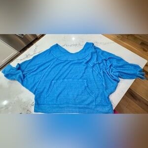 Free People Blue Textured Top
